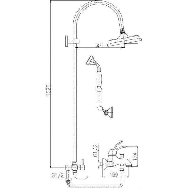 Душевая система Rav Slezak Labe L554.5/3Z