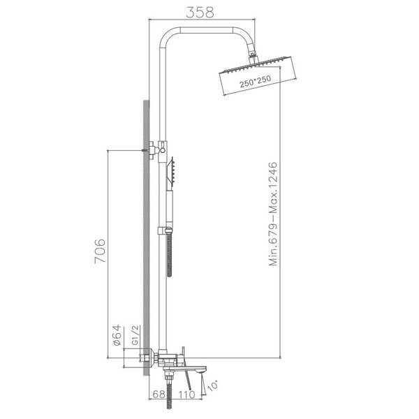 Душевая система Haiba HB24533-3, пепельный