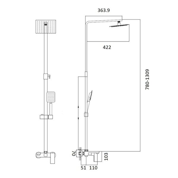 Душевая система Haiba HB24803-2, сталь