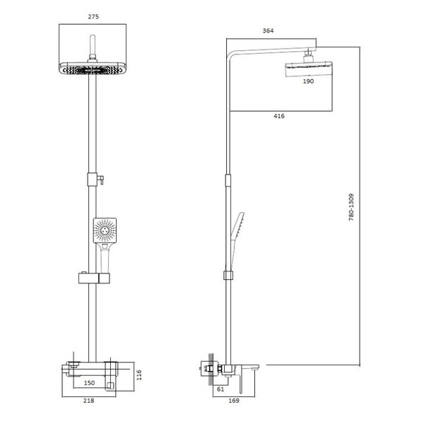Душевая система Haiba HB24615-7, черный