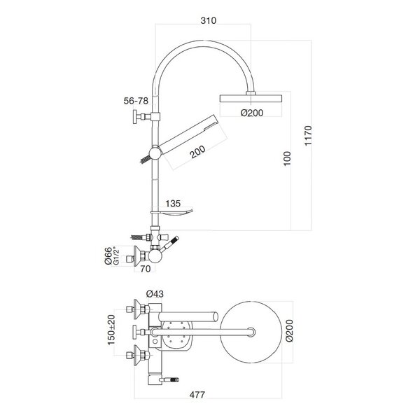 Душевая система Webert Rimini RI870105560, черный