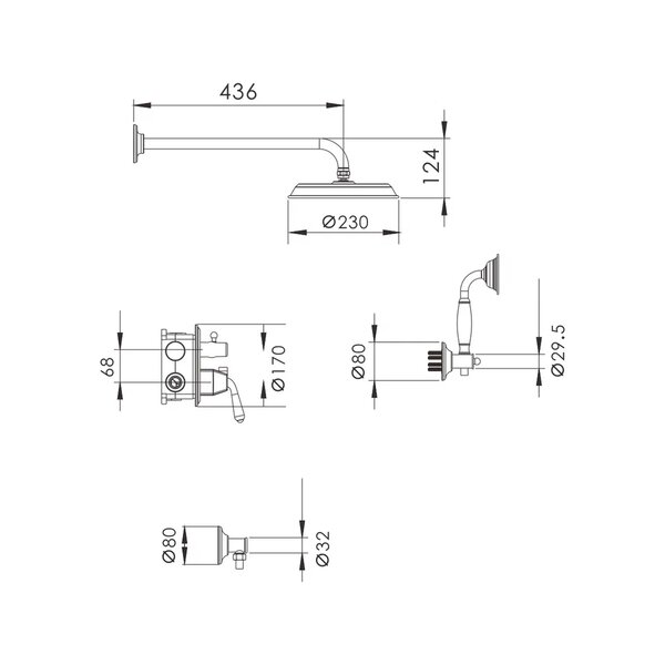 Душевая система встраиваемая Rose R0235Q, бронза