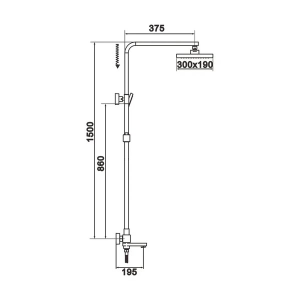 Душевая система Rose R1036H, черный