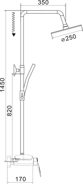 Душевая система с каскадным изливом Rose R1136H, черный