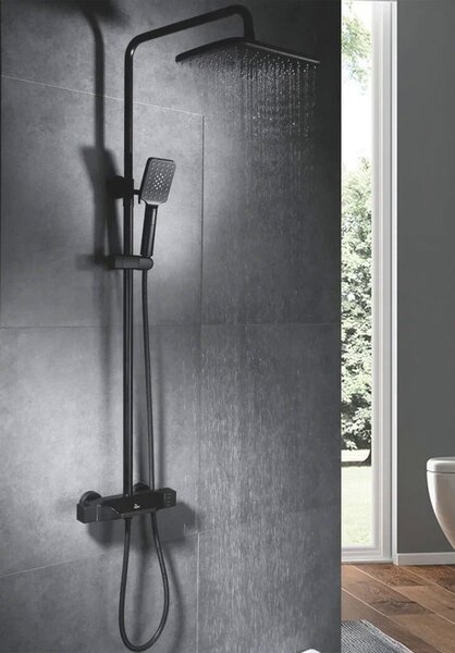 Душевая система с термостатом Rose R3736H, черный