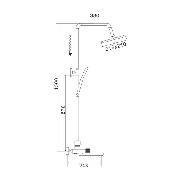 Душевая система с термостатом Rose R1896, хром