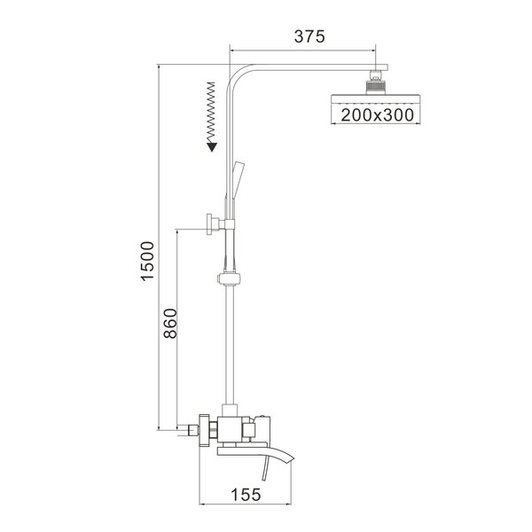Душевая система Rose R1556H, черный