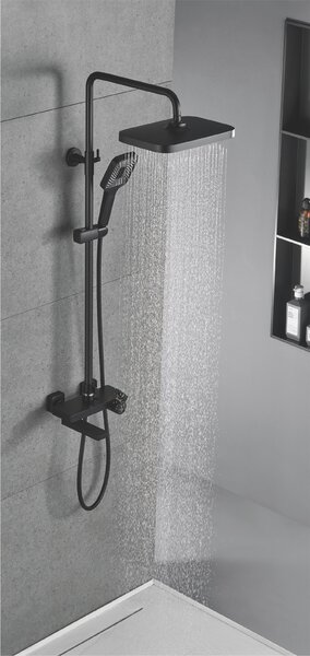 Душевая система с термостатом Rose R1896H, черный