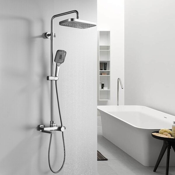 Душевая система с термостатом Rose R1896T, пепельный