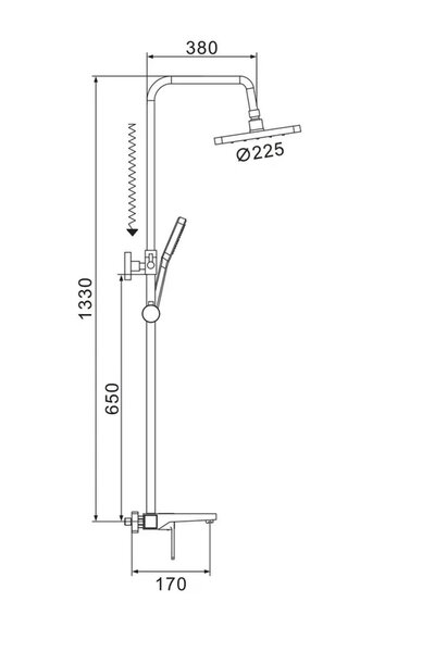 Душевая система Shevanik S9736H, черный