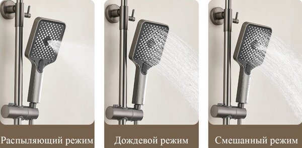 Душевая система BELZ B24678-3, оружейная сталь