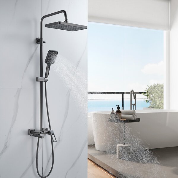 Душевая система Shevanik S6826T, оружейная сталь