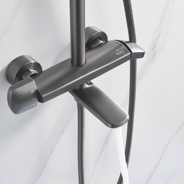 Душевая система Rose R3936T, оружейная сталь