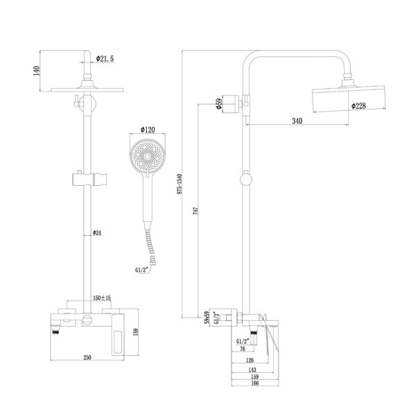 Душевая система Savol S-009045B, золото