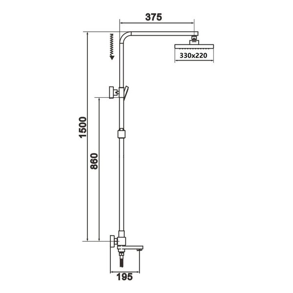 Душевая система Rose R1056T, оружейная сталь