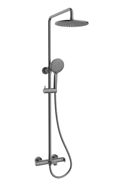 Душевая стойка Vincea Rondo VSFS-1R1GM с изливом, вороненая сталь