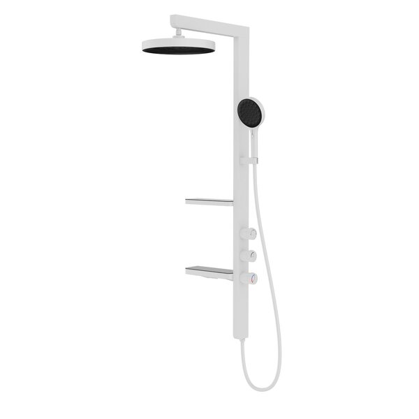Душевая стойка Vincea Inspire VSFS-3I11W с изливом, 30см верх душ, белый