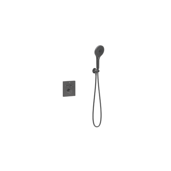 Душевой комплект Vincea Inspire VSFW-3I21MT5GM встраиваемый, термостат, двухрежимный, вороненая сталь