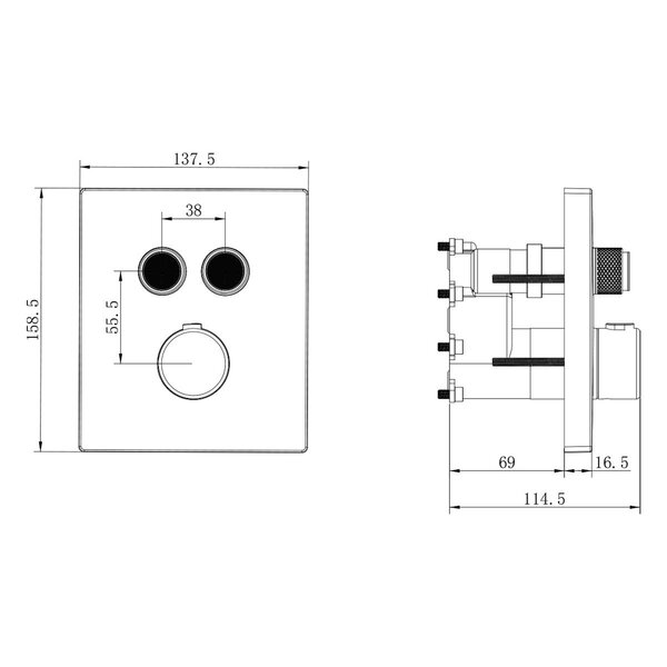 Душевой комплект Vincea Inspire VSFW-3I21MT2RMB встраиваемый, термостатический, двухрежимный, черный