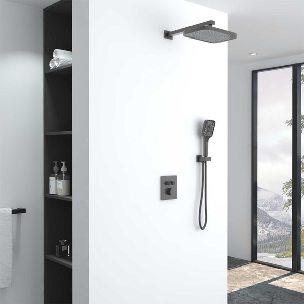 Душевой комплект Vincea VSFW-321MT1GM встраиваемый, термостат, двухрежимный, вороненая сталь
