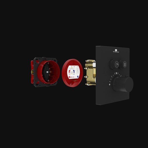 Душевой комплект Vincea Inspire VSFW-3I21T1MB встраиваемый, термостатический, 2 режима, черный