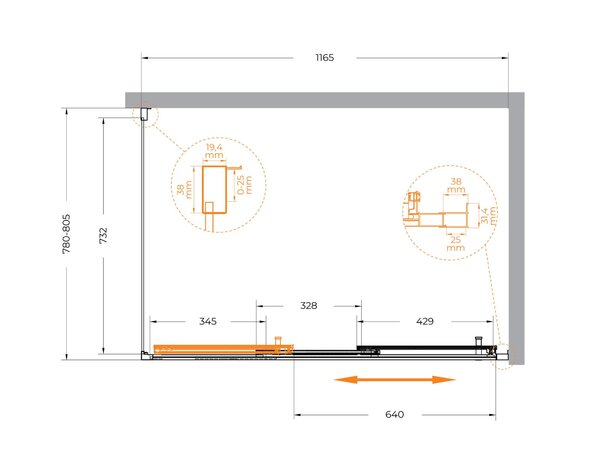 Душевой уголок CEZARES MOLVENO-AHF-31-120/80-C-CR-IV профиль хром, стекло прозрачное 120x80 см