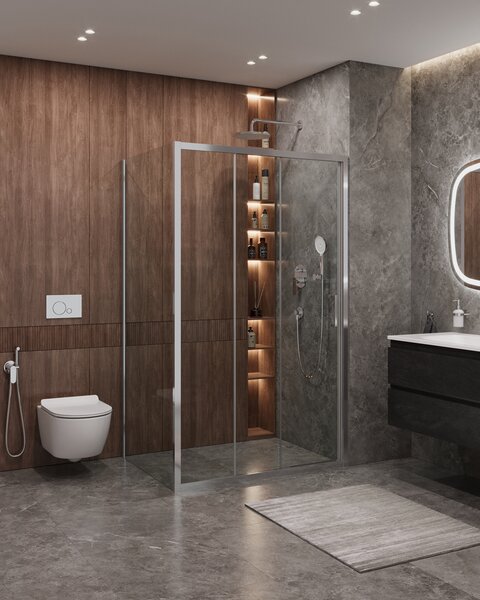 Душевой уголок CEZARES MOLVENO-AHF-31-120/90-C-CR-IV профиль хром, стекло прозрачное 120x90 см