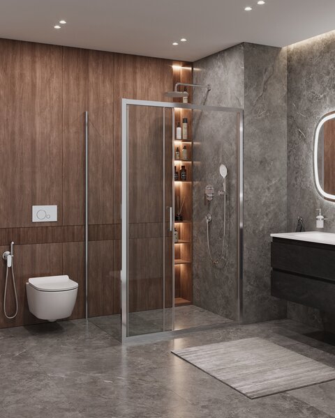 Душевой уголок CEZARES MOLVENO-AHF-31-120/90-C-CR-IV профиль хром, стекло прозрачное 120x90 см