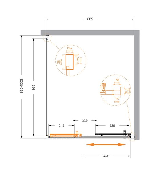 Душевой уголок CEZARES MOLVENO-AHF-31-90/100-C-CR-IV профиль хром, стекло прозрачное 90x100 см