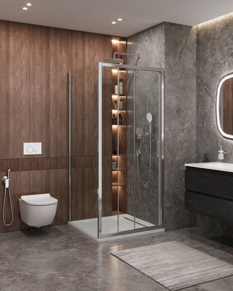 Душевой уголок CEZARES MOLVENO-AHF-31-90/80-C-CR-IV профиль хром, стекло прозрачное 90x80 см