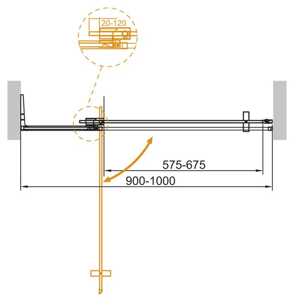 Душевая дверь CEZARES SLIDER-B-1-90/100-C-BORO стекло прозрачное, регулировка  см