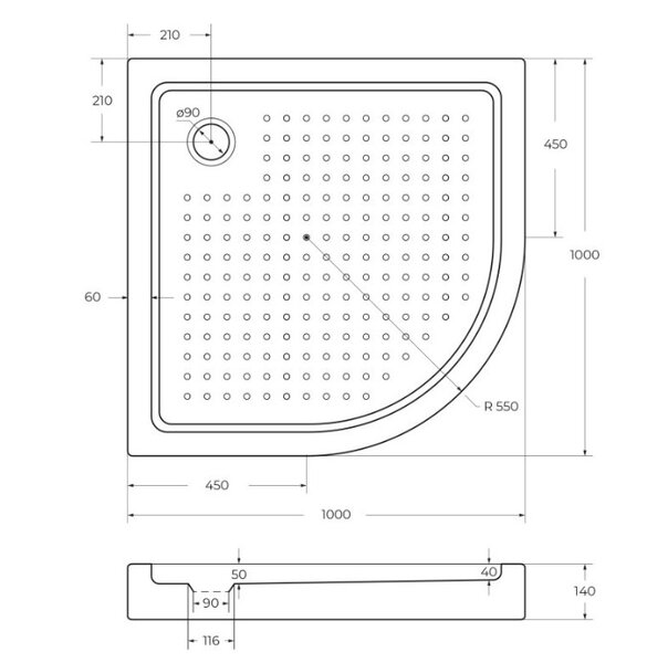 Душевой поддон Cezares Tray-A-R-550 100х100