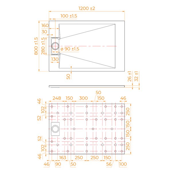Душевой поддон прямоугольный RGW TUS-B Черный, 120 x 80