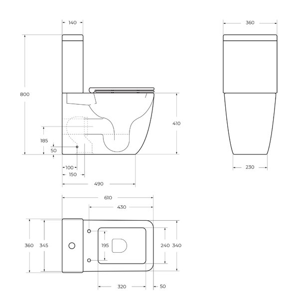 Унитаз-компакт безободковый со смывом TORNADO BelBagno LUCE-TOR BB2197CP-TOR/SC/BB2197T