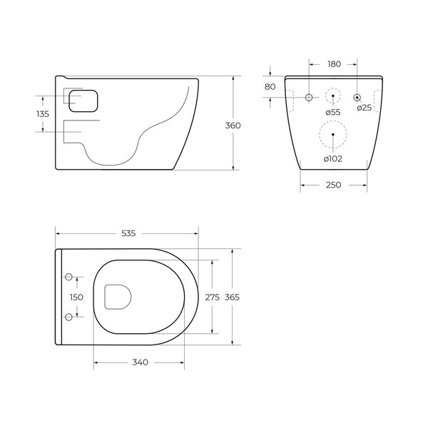 BelBagno LOTO Чаша унитаза подвесного c креплением и сиденьем дюропласт soft close BB070CHR/SC