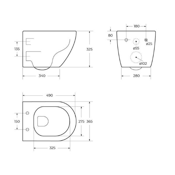 BelBagno UNO Чаша унитаза подвесного c креплением и сиденьем дюропласт soft close BB3105CHR/SC