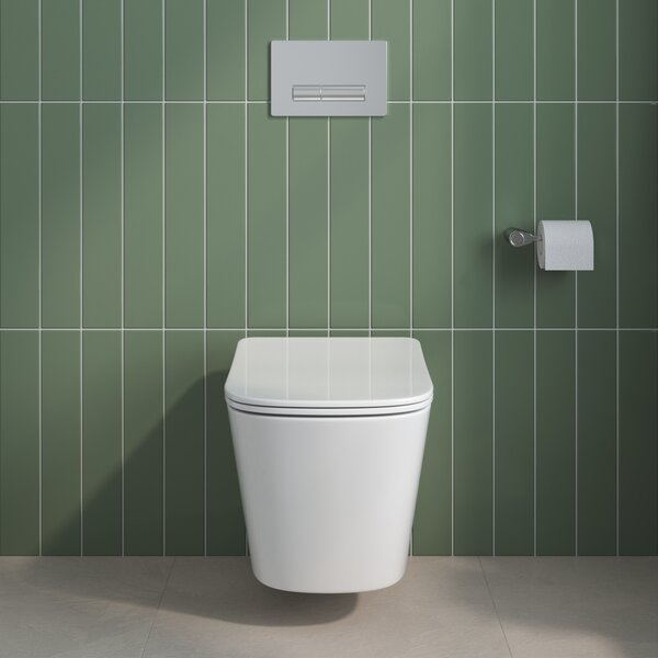 BelBagno DUE 2.0 Унитаз подвесной безободковый с сиденьем дюропласт soft close BB7107CHR/SC