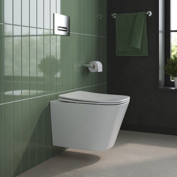 BelBagno DUE 2.0 Унитаз подвесной безободковый с сиденьем дюропласт soft close BB7107CHR/SC