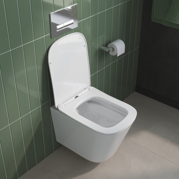 BelBagno DUE 2.0 Унитаз подвесной безободковый с сиденьем дюропласт soft close BB7107CHR/SC