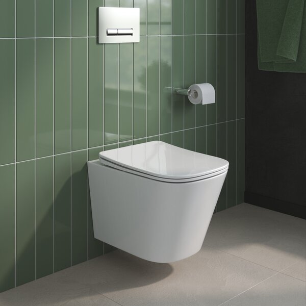 BelBagno DUE 2.0 Унитаз подвесной безободковый с сиденьем дюропласт soft close BB7107CHR/SC