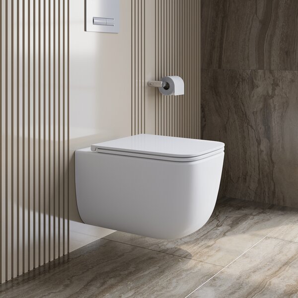 LUCE-TOR Унитаз подвесной безободковый с сиденьем дюропласт soft close, BB076CH-TOR/SC