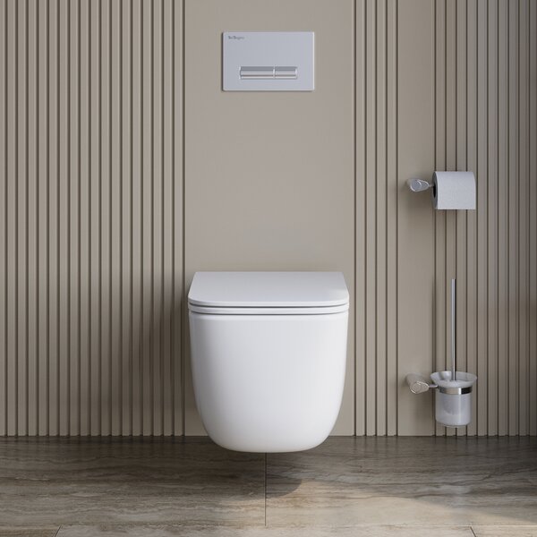 LUCE-TOR Унитаз подвесной безободковый с сиденьем дюропласт soft close, BB076CH-TOR/SC