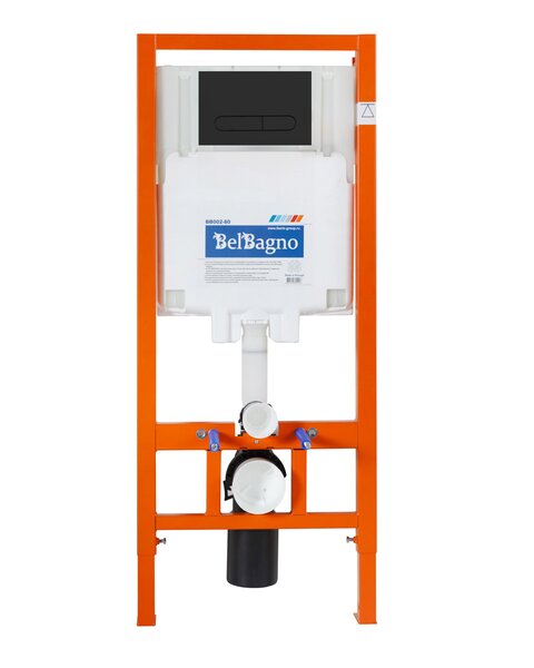 Комплект 4 в 1 Унитаз подвесной BelBagno COLORATO BB062CHR-MB с сиденьем BB062SC-MB + Система инсталляции для унитазов BelBagno BB002-80 с кнопкой смыва BB007-PR-NERO.M