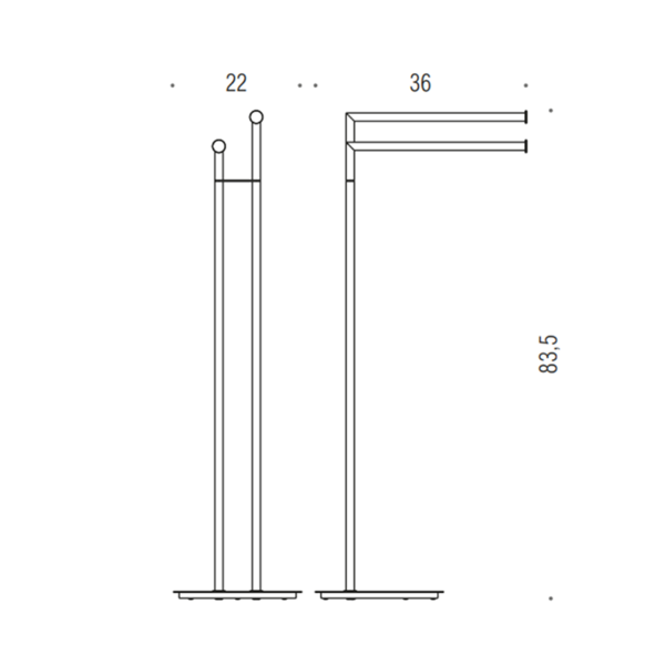 B4038.CR Colombo Mini Стойка напольная с двойным п/держателем, ерш H83,5*36cм D22cм , цвет: хром