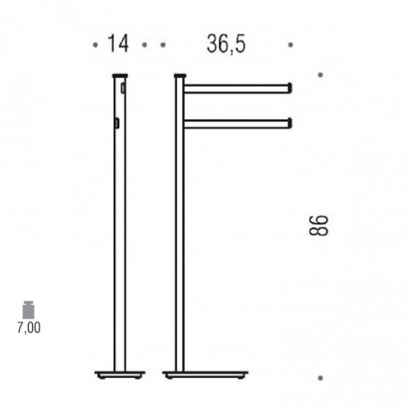 B9103.NM Colombo Units Напольная стойка с двойным п/держателем, H 86 см, цвет: черный матовый