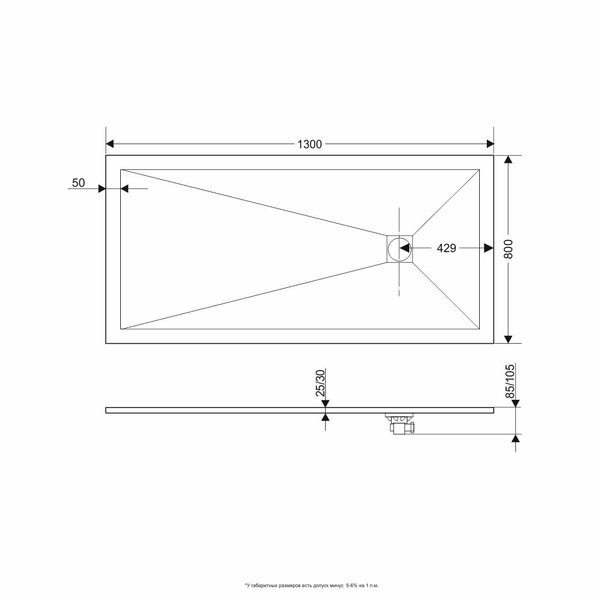 Душевой поддон из искусственного камня RGW ST-0138G цвет графит 130х80