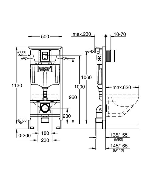 Инсталляция Grohe Rapid SL 38772001 (3 в 1 в сборе) в комплекте с клавишей