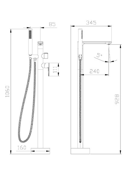 Напольный смеситель для ванны CEZARES LUX-VDP-01, цвет Хром