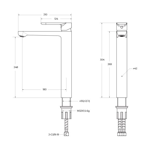 Смеситель для накладной раковины без донного клапана CEZARES STYLUS-LC-NOP-W0, цвет Черный матовый