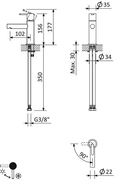 Смеситель для раковины CEZARES LEAF-LSM1-SS, цвет медь